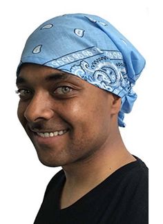 Boho hipster style headwear. 100% cotton fabric. Lightweight breathable cowboy style bandana. Fashion casual paisley pattern. Pre tied elasticized bandana. ❤️ Fits head size circumference 20-24 inches . Medium Large ❤️ Pre Tied, elasticized and closed at the back ❤️ Fabric closed at the back to conceal head and hair ❤️ Slips on like a hat. Easy on easy off slip on style. ❤️ Imported. Finished in USA by Uptown Girl Headwear New York Uptown Girl Headwear is your popular choice for over 25 years, f Mens Head Wrap, Contact Photos, Bandana Fits, Bandana Fashion, Bandana Outfit, Style Bandana, Head Bandana, Casual Hair, Head Coverings