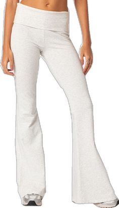 Casual Flare Bottoms With Elastic Waistband, Casual Flare Bottoms For Loungewear, Casual Flare Cotton Yoga Pants, Flared Cotton Loungewear Bottoms, Casual Flare Leggings For Loungewear, Casual Stretch Flare Sweatpants, Casual Flare Leggings, Spring Flare Athleisure Bottoms, Spring Flare Bottoms In Athleisure Style