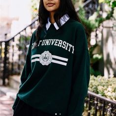 Seint University Collegiate Crew Neck Sweatshirt New Runs Large Cheap Crew Neck Shirt For Students, Vintage College Sweatshirts Cricut, Cheap Collegiate T-shirt With Ribbed Cuffs, Cheap Crew Neck T-shirt For Students, Dark Green Sweatshirt Nike, Class Of 2023 Sweater, Forest Green Nike Crewneck, Cheap Sporty College Sweater, Emperors New Grove Sweatshirt