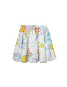 The Pop Flip Skirt in Watercolour Multi from our Summer Swim 2024 Collection. A cotton mini skirt featuring an elasticated waistband with ties. Vacation Skirt With Gathered Waist And Relaxed Fit, Relaxed Skirt With Gathered Waist For Vacation, Vacation Skirt With Gathered Waist In Relaxed Fit, Summer Mini Skort With Drawstring, Summer Drawstring Relaxed Fit Skirt, Chic Cotton Mini Skirt With Elastic Waistband, Spring Flared Skirt With Drawstring, Chic Cotton Skirt With Drawstring, Beach Cotton Skirt With Drawstring