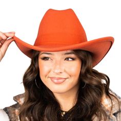 Women's Cattleman Style Orange Western Felt Cowboy Hat Nwt Top Off Your Western Style Outfit With This Chic Hat. Sure To Make A Statement! Felt Construction In Orange 15.75" Long X 14.25" Wide 3.75" Brim Approx. 23" Circumference (Opening) Curved Sides Cattleman Crease - Center Creased Crown With Flowing Side Dents Adjustable Sweatband With Pull Strings One Size Fits Most Nwt Western, Rodeo, Cowgirl, Horse, Equestrian, Rodeo Queen, Cowboys, Ranch, Rancher, Farm, Farmer, Cattle, Roper, Barrel Racer, Coastal Cowgirl, Beyonce, Western Straw Fitted Solid Hat Bands For Fall, Fitted Fall Hat With Short Brim, Fitted Short Brim Hat For Fall, Brimmed Fedora For Country Events, Country Style Fedora With Flat Brim, Country Style Solid Color Fedora With Flat Brim, Casual Felt Hat With Curved Brim For Country Events, Solid Color Fedora With Curved Brim For Fall, Fall Fedora With Curved Brim