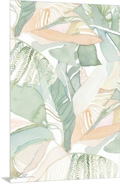 watercolor painting of leaves on white background