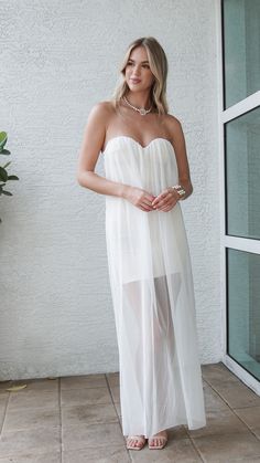 Product Details : Maxi Dress White Lining Sweetheart Neckline Transparent 80155 H2-6 Dress With Mesh Top, White Dress Top, Maxi Dress White, Jumpsuit And Blazer, Long White Dress, White Maxi Dresses, Business Outfits, Floral Dress Black, Floral Midi Dress