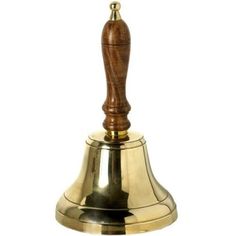 a brass bell on a white background