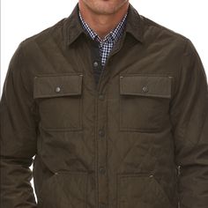 The Warm Quilted Construction Makes For A Stylish And Functional Shirt Jacket. Fit: This Style Fits True To Size. - Spread Collar - Long Sleeves With Button Cuffs - Front Snap Button Closure - Chest Patch Flap Pockets - Front Patch Pockets - Quilted Construction - Rounded Hem Olive Long Sleeve Outerwear With Flap Pockets, Brown Long Sleeve Quilted Jacket For Outdoor, Khaki Quilted Long Sleeve Jacket For Cold Weather, Green Quilted Jacket For Fall Outdoor Activities, Green Quilted Jacket For Outdoor Fall Events, Khaki Long Sleeve Quilted Outdoor Jacket, Brown Long Sleeve Quilted Jacket With Pockets, Green Outerwear With Patch Pockets For Fall, Olive Long Sleeve Outerwear For Outdoor