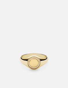 The Halo Signet Ring for women was influenced by the cosmic circle and celestial link of the earth, moon and sun, representing infiniteness and harmony. Made in polished gold vermeil, enhanced with sapphires. [tab]Specifications[/tab]Base Metal: Sterling Silver Plating: 18 Karat Yellow Gold Materials: White Sapphire Signet Ring Gold, Pinky Signet Ring, Pinky Finger, Gold Pinky Ring, Moon And Sun, Gold Rings Fashion, Signet Rings, Gold Signet Ring, Rings Fashion