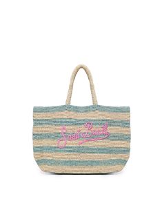 -Beach bag -Exclusive Saint Barth logo embroidery -Turquoise striped print -Detachable internal cotton maxi clutch bag -Dimensions: 50 x 30 x 15 cmComposition: 100% Raffia Summer Beige Bag With Embroidered Logo, Beige Embroidered Logo Bag For Summer, Summer Shoulder Bag With Embroidered Logo And Double Handle, Summer Shoulder Bag With Double Handle And Embroidered Logo, Chic Summer Bags With Embroidered Logo, Summer Shopping Bags With Embroidered Logo, Summer Shoulder Bag With Embroidered Logo, Tote Style, Summer Tote Shoulder Bag With Embroidered Logo, Summer Rectangular Bag With Embroidered Logo