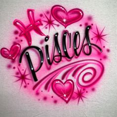 the word pissos is painted in pink and black