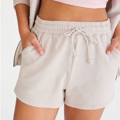 Brand: Aeropostale Size: Medium - Features: Elastic Waist With Drawstrings Pockets Soft Lining 60% Cotton 40% Polyester - Please Message Me With Any Concerns And Questions! Casual Neutral Shorts With Elastic Waistband, Casual Neutral Bottoms With Built-in Shorts, Casual Beige Shorts For Leisure, Comfortable Beige Shorts, Casual Neutral Shorts With Pockets, Casual Neutral Cotton Shorts, Casual Neutral Shorts, Casual Neutral Short Bottoms, Beige Everyday Shorts