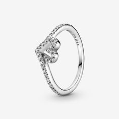 Sparkling Wishbone Heart Ring | Sterling silver | Pandora US Rose Gold Crystal Ring, Pandora Rings Heart, Bracelet Pandora, Rose Gold Crystal, Pandora Rings, Pandora Bracelet, Engagement Jewelry, Crystal Rings, Pandora Jewelry