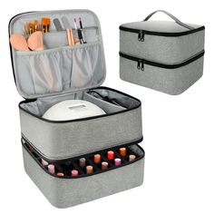 PRICES MAY VARY. 【Hold 30 Bottles】 The bottom layer of the nail polish organizer case is a not easily deformed foam divider, it can safely hold 30 pcs of 15ml/0.5 fl.oz nail polish - below 3.2" tall. The foam is removable, you can make the best use of it. 【Nail Lamp Case】The top layer of the nail polish holder organizer case is design for your UV LED Nail Lamp, and there is a freely removable Hook and Loop separator, it's can make space more organized. 【No More Chaos】Our nail polish storage orga Nail Organization, Inch Bag, Cosmetic Bag Organization, Nail Polish Organizer, Nail Polish Storage, Nail Polish Bottles, Nail Polish Kits, Led Nail Lamp, Nail Dryer