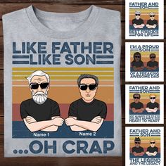 Personalized Shirt Like Father Like Son Easy 30 day return policy Like Father Like Son, Best Friends For Life, Dad Son, Son Gift, Father And Son, Personalized Shirts, Custom Name, Ladies Tops Fashion, Custom Shirts