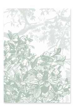 Sample of Hua Trees mural wallpaper in Green by Sian Zeng A Wallpaper