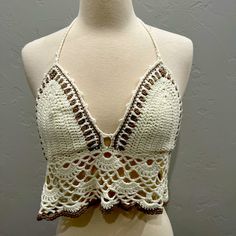 New With Tags Crochet Top In A M/L. Great Condition. Lacy Crochet, Crochet Festival, Crochet Dresses, Halter Crop Top, Cropped Top, Crochet Dress, Bralette, Crochet Top, Womens Tops