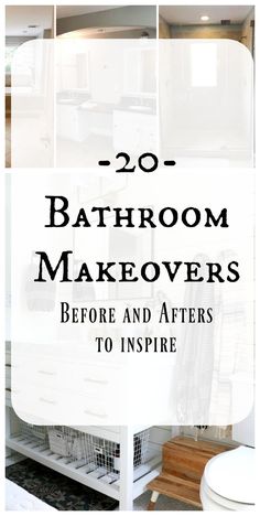 We have 20 bathroom makeovers- changes that you can easily do yourself. Take that awful bathroom BEFORE photo into a beautiful and obtainable AFTER! Nesting With Grace, Bath Makeover, Bathroom Makeovers, Walk In Shower Designs, Small Bathroom Makeover, Beautiful Houses Interior, Gorgeous Bathroom, Bathroom Update