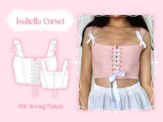 * Beginner Corset Pattern, Front Lace Corset Pattern, Diy Corset Top Pattern, Regency Corset Pattern, Corset With Cups Pattern, Front Laced Corset Pattern, Diy Corset Top, Corset Sewing Pattern Bustiers, Corset With Bra Cup Pattern