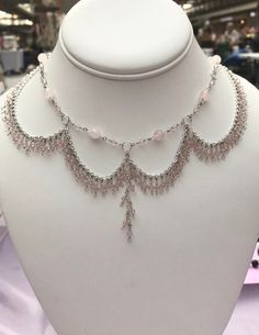 This beautifully intricate necklace is made with rose quartz beads, light pink rosary chain, and sterling silver chain <3  -Adjustable -Made to order -Nickel free + hypoallergenic  -Message me for customizations / questions :) Fairy Jewelry Necklace, Intricate Necklace, Fairy Jewellery, Pink Rosary, Princess Fairy, Princess Jewelry, Fairy Jewelry, Fairy Necklace, Rose Quartz Beads