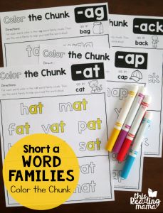 short a word families color the chunk