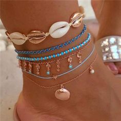 -Women Multi Layer Anklet -Color : Gold{Set Of 5} -Classic Design Never Go Out Of Style, This Layer Ankle Bracelets Is Suitable For All Occasions -If You Have Any Problems With Our Bracelet , Please Contact Us For Help -This Cute Anklet Can Be Sent To Your Friend Relatives In Festival,It's An Ideal Gift For Women And Teen Girls. It Also Perfect For All Dress Up And Any Occasions,E.G. Valentine's Day, Wedding, Mothers Day,Party, Engagement, Class, Dating, Beach, Home, Office And Daily Life. Notic Different Bracelets, Star Anklet, Surf Jewelry, Preppy Jewelry, Foot Bracelet, Summer Anklets, Anklets Boho, Jewelry Accessories Ideas, Summer Bracelets