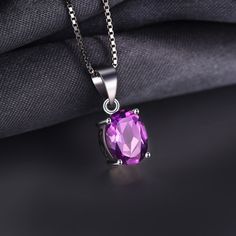 Natural Amethyst Gemstone Pendant Necklace 925 Sterling Silver Women's Jewelry Nameplate Necklace Silver, Womens Silver Jewelry, Amethyst Birthstone, Gemstone Choker, Amethyst Necklace Pendant, Silver Jewelry Necklace, Charm Necklace Silver, Gemstone Necklace Pendant, Amethyst Pendant