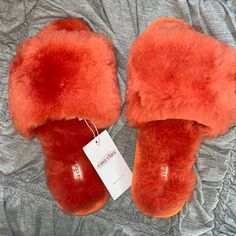 Sold Out Online And In Stores This Color!! Adorable And So Comfortable! Faux Fur Orange Slippers Open Toe Bought From Anthropologie. They Are Brand New Just Don’t Fit! Originally $70. Super Comfy To Wear Around House And Don’t Leave Feet Sweaty Because Of Open Toe! Great For Winter Summer Or Even Outdoors Due To Hard Sole On Bottom Of Slipper! Casual Flat Slippers With Faux Fur Lining, Casual Faux Fur Slip-on Slippers, Super Soft Spring Slippers With Round Toe, Casual Slippers With Faux Fur Lining For Spring, Spring Slippers With Faux Fur Lining And Round Toe, Orange Slippers, Orange House, Anthropologie Shoes, Faux Fur Slippers