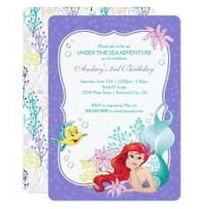 the little mermaid birthday party card