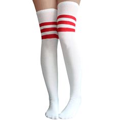 Adorable And Classic, These White Thigh-Highs Are A Staple In Any Active Girl’s Wardrobe. Made In Usa Size: Women's 7-11 Material: 80% Cotton, 20% Nylon & Elastic Length: 28" - 30" Before Stretched Trendy Fitted Red Knee-high Socks, Fitted Trendy Red Knee-high Socks, Trendy Red Thigh-high Stockings, Casual Red Thigh-high Stockings, Casual Red Knee-high Stockings, White Thigh High Stretch Socks, Trendy Red Thigh High Hosiery, Trendy Red Thigh-high Hosiery, Red Stretch Thigh-high Socks