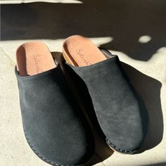 Black Suede Mules. Style: Casey. Non Smoking Household. Brand New Casual Black Suede Clogs, Black Suede Clogs With Suede Lining, Black Suede Mules With Round Toe, Black Slip-on Clogs With Suede Lining, Black Slip-on Mules With Suede Lining, Black Suede Closed Toe Mules, Black Slip-on Mules For Everyday, Everyday Black Mules With Round Toe, Everyday Black Round Toe Mules