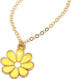 Dainty Yellow Flower Shaped Jewelry, Yellow Flower Shaped Jewelry With Adjustable Chain, Gold Flower Necklace For Spring, Spring Gold Jewelry With Flower Charm, Delicate Adjustable Charm Necklace With Flower, Delicate Adjustable Flower Pendant Necklace, Gold Jewelry With Adjustable Chain For Spring, Yellow Adjustable Flower Pendant Necklace, Adjustable Flower Charm Pendant Necklace