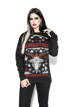 80% Cotton 20% Polyester Crewneck Sweater Blackcraft Cult, Gothic Baby, Jersey Sweater, Goth Outfits, Outerwear Sweater, Long Hoodie, Crewneck Sweater, Hoodie Dress, Outerwear Women