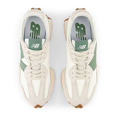 New Balance 327 'Moonbeam Green' U327LX New Balance 327 Moonbeam, Foot Games, Sporty Fashion, New Balance White, Balance Design, New Balance 327, Green Sneakers, Sports Trainers, Trainer Sneakers