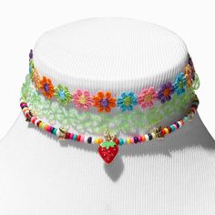 Claire's Rainbow Butterfly & Daisy Choker Necklaces - 3 Pack Colorful Choker Necklace, Cute Red Jewelry For Spring, Casual Spring Festival Jewelry, Playful Adjustable Jewelry For Spring, Playful Adjustable Spring Jewelry, Adjustable Crochet Jewelry For Festivals, Trendy Handmade Spring Jewelry, Spring Gift Choker, Cute Beaded Choker Jewelry