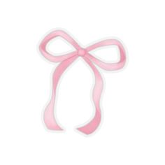 a pink ribbon with a bow on the top and bottom of it, against a white background