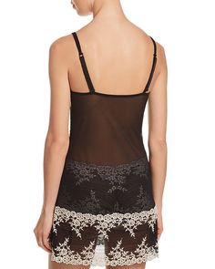 Wacoal - Embrace Lace Chemise Elegant Black Chemise, Elegant Fitted Black Chemise, Black Tops With Built-in Bra For Daywear, Black Sheer Tops For Night, Chic Fitted Chemise, Fitted Black Chemise, Black Fitted Chemise, Elegant Black Camisole For Daywear, Black Top With Built-in Bra For Daywear