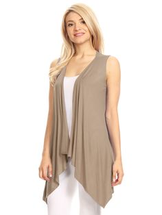 Versatile Stretch Vest For Spring, Solid Open Front Layering Top, Open Front Layering Top, Elegant Sleeveless Cardigan For Layering, Elegant Beige Vest For Layering, Fitted Open Front Vest For Fall, Fitted Open Front Vest For Layering, Elegant Sleeveless Spring Cardigan, Spring Open Front Vest Top