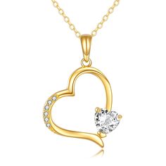 PRICES MAY VARY. 💖Design💖This is a simple and classic 14K gold heart necklace. Under the embellishment of Moissanite, the pendant exudes a sparkling light, making it more charming to wear. This well-designed necklace will really look amazing on a women's necklace and it will be a gift that she never forgets. 💎Material💎The 14K gold moissanite heart necklace is made of real 14k gold, which has 58.5% Real Gold, NOT just a covering of gold-plated. Won't tarnish, hypoallergenic.Especially for tho Women's Necklace, Congratulations Gift, Moissanite Necklace, Gold Anniversary, Loving Gifts, Anniversary Jewelry, Gold Heart Necklace, Jewelry Birthday, Gold Necklace Women