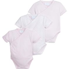 Introducing The newest bundle of joy! Made from the softest pima cotton, this Light Pink Set comes with three unique onesies - one solid pink, one in the pink and white signature stripe, and one in a playful pink stars print. Each onesie features a wrap silhouette, light pink picot trim, and snaps at the side and bottom for easy changing. Pair them with the coordinating Baby Jogger Set for the easiest & softest baby shower gift! | Little English | Set of 3 Onesies, Light (Pink, Size 3M) | Maison Magnolia Baby, Romper And Jacket, Baby Jogger, Pink Set, Bubble Romper, Pink Stars, Jogger Set, Girls Sneakers, Star Print