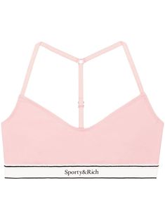 light pink/white stretch-design V-neck adjustable shoulder straps racerback logo underband straight hem cropped Stretch Sports Bra With Straps, Pink Spring Activewear With Built-in Bra, Stretch Cropped Bra With Adjustable Straps, Stretch Athleisure Crop Top With Straps, Athleisure Stretch Crop Top With Straps, Cropped Sports Bra With Adjustable Straps For Spring, Spring Cropped Sports Bra With Adjustable Straps, Spring Crop Top With Light Support, Sports Crop Top With Adjustable Straps