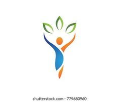 a person holding leaves in their hands logo