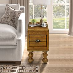 a living room scene with focus on the end table