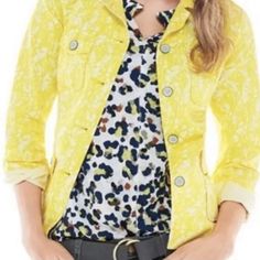 Size Small. Cabi 5160 Field Of Daisies Yellow Utility Field Jacket. Brand New, With Tags. Moto Jacket Style, Field Of Daisies, Brown Faux Fur Coat, Cotton Blazer, Striped Jacket, Pocket Jacket, Outdoor Jacket, Spring Jackets, Striped Blazer