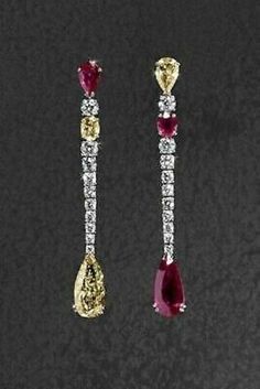 Elegant Red Multi-stone Earrings, Exquisite Red Earrings For Formal Occasions, Exquisite Red Formal Earrings, Luxury Multi-stone Earrings Gift, Luxury Multi-stone Earrings As Gift, Luxury Multi-stone Earrings For Gift, Luxury Red Earrings For Formal Occasions, Red Diamond Teardrop Earrings, Luxury Pear-shaped Earrings As Gift