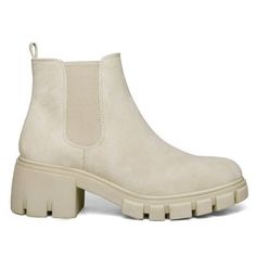 Pennysue women's platform chelsea boots ankle with elastic, not only make boots more fashionable and beautiful, but also can provide you with a better sense of fit. Thick bottom from the visual pull up your figure proportion, let you in the autumn and winter season to release the charm! Size: 7.5.  Color: Beige.  Gender: female.  Age Group: adult. Make Boots, Round Toe Ankle Boots, Beige Boots With Lug Sole, Medium Width, Platform Chelsea Boots, Boots Ankle, Pull Up, Winter Season, Chelsea Boots, Gender Female