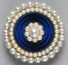 Vintage Victorian Art 925 Silver  pearl and blue enamel royal Brooch" Metal: Sterling Silver Metal Purity: 925 Metal Wt:.18.92 Grams Gemstones: pearl Gemstones color: cream Additional material: blue enamel  Product Color: Oxidized Black and Gold Rhodium Plated on Sterling Silver Royal Brooch, Cleopatra Jewelry, Button Making, How To Wear Rings, George Iii, Antique Buttons, Victorian Art, Dress Coat, Button Jewelry