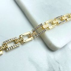 18k Gold Filled Plain & Cubic Zirconia Rectangular Links Bracelet, Wholesale Jewelry Making Supplies Charms Bracelets, Market Trends, Solid Gold Jewelry, Your Own Business, Starting Your Own Business, Unique Styles, Jewelry Business, Gold Filled Jewelry, Jewelry Making Supplies