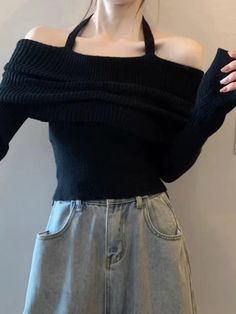 ⚡Buy 2023 Solid Halter Ruched Cold Shoulder Sweater Black ONE SIZE under $21.00 in Sweaters at AnotherChill.com Online. Style: Casual/Street/Vintage/Sweet/Sexy. Fabric Content: Cotton. Fit Type: Slim Fit. Neckline: Halter. Sleeve Length: Long Sleeve. Versatile Style: The sweater's casual, street, vintage, sweet, and sexy style makes it a perfect fit for any occasion.. High Quality Fabric: Made from premium cotton, this sweater is not only comfortable to wear but also highly durable.. Slim Fit Design: The slim fit design of this sweater makes it a flattering choice, accentuating your body shape while providing a sleek, stylish look.. Unique Halter Neckline: The halter ruched design sets this sweater apart from the rest. It's not only stylish but also adds a touch of sophistication to your o Patchwork Cardigan, Chic Sweater, 2000s Outfits, Cold Shoulder Sweater, Chic Sweaters, Sweater Making, Halter Neckline, Body Shape, Shoulder Sweater