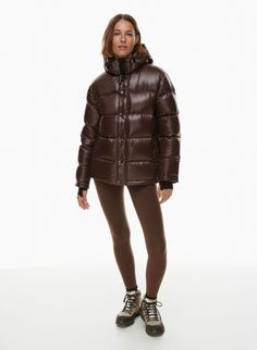 THE SUPER PUFF™ | Aritzia Super Puff Aritzia, Winter Outfits Snow, The Super Puff, Melina Pant, Minnesota Winter, Coated Leggings, Super Puff, Olive Skirt, Denim Vans