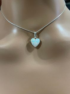 "* 10mm White opal heart necklace *Sterling Silver * Lab created opal *Free Shipping *Jewelry ship in Gift box *Necklace length: 16\", 18\" or 20\" *Lovely necklace with a pendant on a sterling silver chain with spring ring closure, this necklace is so pretty . A must for any occasion . Thank You For Looking ,And Check Out More Items In My Etsy Shop For More Great Deals, Also We Add More Jewelry To Etsy Shop Regularly" Heart Neckless, Opal Heart Necklace, Silver Lab, Box Necklace, Jewelry Heart, Necklace White, Necklace Box, Lovely Necklace, Valentine Gift