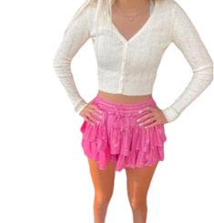 Kenzie skort Preppy Skirts, Preppy Designs, Ruffle Skort, Preppy Skirt, Skirts Pleated, Preppy Shorts, Preppy Clothes, Frayed Denim, Pink Ruffle