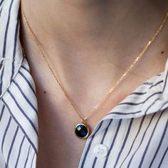 Dainty black onyx necklace in 14K solid gold. Simple and dainty necklace for women who love colors. The best gift for her. 100% handcrafted with love! PRODUCT DETAILS ● Material: 14K solid gold - white gold - rose gold ● Gemstone: Black onyx, round briolette cut ● Stone Diameter: 10mm (0.4in) ● Length: 39cm (15.5in) to 45cm (17.5) HOW TO ORDER - CUSTOM ORDERS ●Choose from the drop down menus the available options (Metal, Length) and leave us a note for any special requirements. ●For special orde Classic Gold Plated Gemstone Necklaces, Chic Gold Necklaces With Gemstone, Chic Gold Necklace With Gemstone, Elegant Gold Plated Birthstone Charm Necklaces, Elegant Gold Plated Birthstone Charm Necklace, Elegant Black 14k Gold Jewelry, Modern Gold Necklace With Birthstone, Elegant Everyday Birthstone Necklace, Elegant Birthstone Necklace